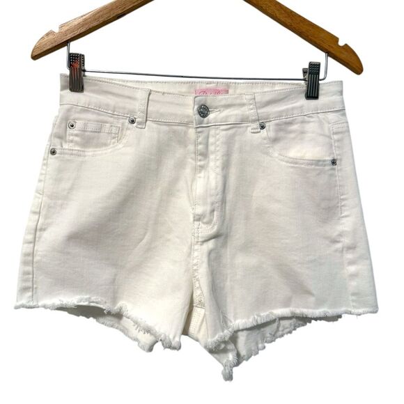 Pink Lily 5 Pocket Raw Hem Mid Rise Shorts White Size 28 / Medium - Picture 1 of 6